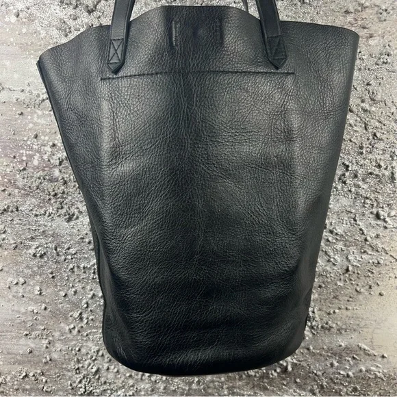 545 Madewell Black Leather Structured Tote Bag - Picture 2 of 10
